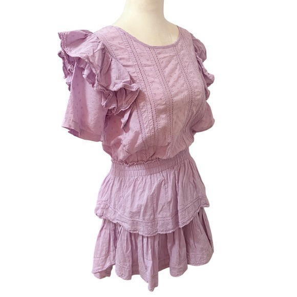 LoveShackFancy Natasha Wisteria Lavender Small Cotton Ruffle Mini Dress - Picture 4 of 13